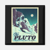Retro Space Tourism Ski Pluto Skiing Skier  マグネット (正面)