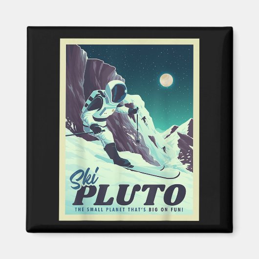 Retro Space Tourism Ski Pluto Skiing Skier  マグネット (正面)