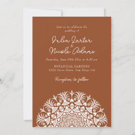 Retro Spanish Abstract Floral Mandala Wedding 招待状