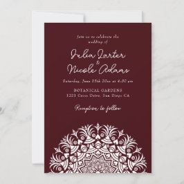Retro Spanish Abstract Floral Mandala Wedding 招待状