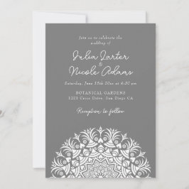 Retro Spanish Abstract Floral Mandala Wedding 招待状