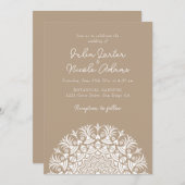 Retro Spanish Abstract Floral Mandala Wedding 招待状 (正面/裏面)