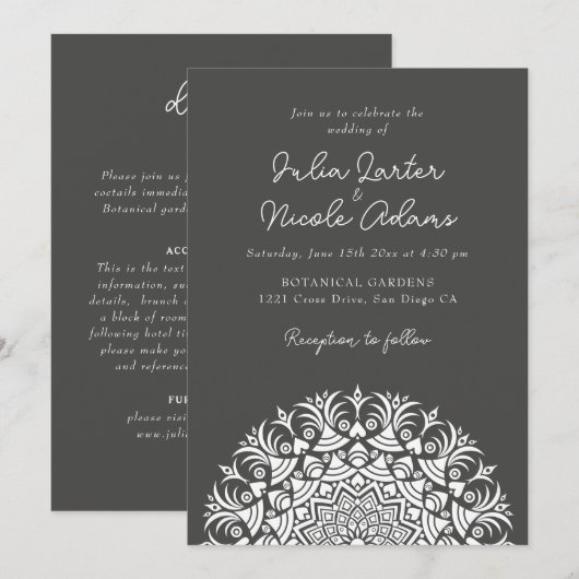 Retro Spanish Abstract Floral Mandala Wedding 招待状 (正面/裏面)