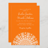 Retro Spanish Abstract Floral Mandala Wedding 招待状 (正面/裏面)