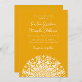 Retro Spanish Abstract Floral Mandala Wedding 招待状 (正面/裏面)