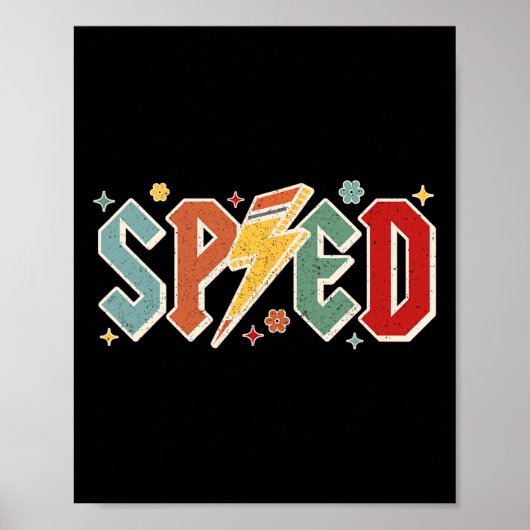 Retro Sped Teacher Pencil Lightning Bolt Back To S ポスター (正面)