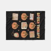 Retro Speech Therapy Slp Fall Pumpkin Speech Thera フリースブランケット (正面(横))