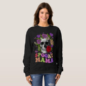 Retro Spooky Mama Skull Women Flower Mom Skeleton スウェットシャツ (正面フル)