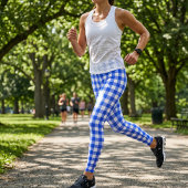 Retro Sport Chic Blue Checkered レギンス