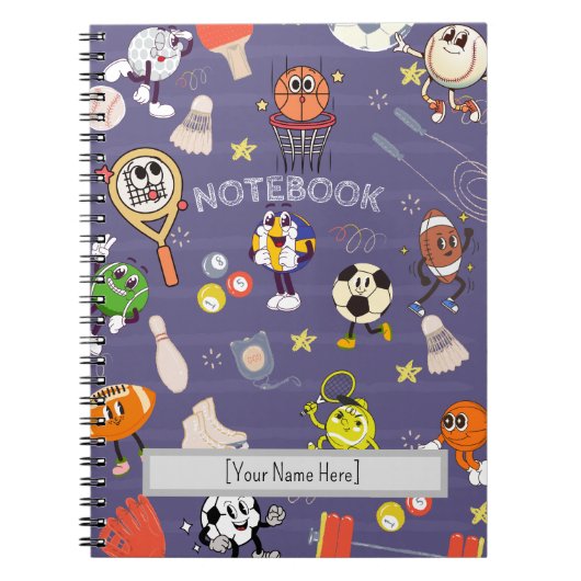 Retro Sport Squad: Vintage Cartoon Athletics ノートブック (正面)