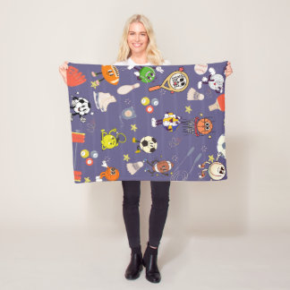 Retro Sport Squad: Vintage Cartoon Athletics フリースブランケット