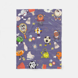 Retro Sport Squad: Vintage Cartoon Athletics フリースブランケット