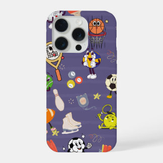 Retro Sport Squad: Vintage Cartoon Athletics iPhone 15 Proケース