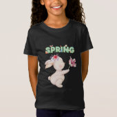 Retro Spring Bunny with Tulip Graphic Tee Tシャツ (正面)