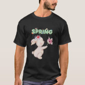 Retro Spring Bunny with Tulip Graphic Tee Tシャツ (正面)