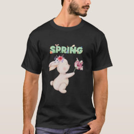 Retro Spring Bunny with Tulip Graphic Tee Tシャツ