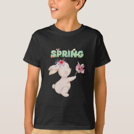 Retro Spring Bunny with Tulip Graphic Tee Tシャツ
