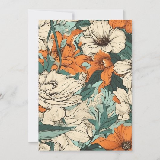 Retro spring floral wedding invitation 招待状 (裏面)