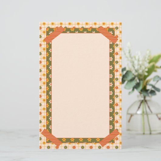 Retro Spring Hand Drawn Faux Washi Floral Mix 便箋 (スタンド正面)