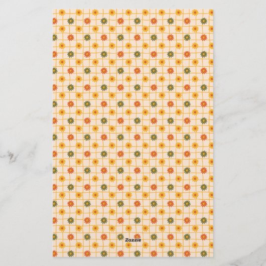 Retro Spring Hand Drawn Faux Washi Floral Mix 便箋 (裏面)