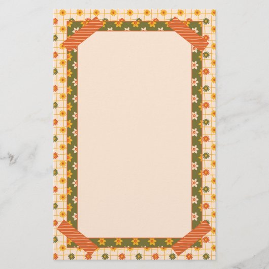 Retro Spring Hand Drawn Faux Washi Floral Mix 便箋 (正面)