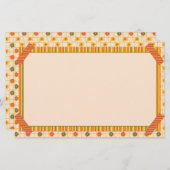 Retro Spring Hand Drawn Faux Washi Floral Stripe 便箋 (正面/裏面)