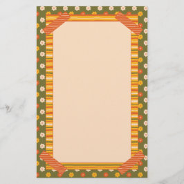 Retro Spring Hand Drawn Faux Washi Floral Vertical 便箋