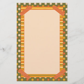 Retro Spring Hand Drawn Faux Washi Floral Vertical 便箋