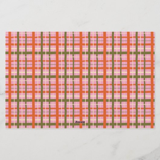 Retro Spring Hand Drawn Faux Washi Grid and Plaid 便箋 (裏面)