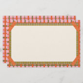 Retro Spring Hand Drawn Faux Washi Grid and Plaid 便箋 (正面/裏面)