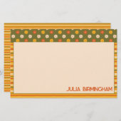 Retro Spring Hand Drawn Floral Striped Horizontal 便箋 (正面/裏面)