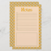 Retro Spring Hand Drawn Groovy Floral Check Notes 便箋 (正面/裏面)