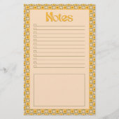 Retro Spring Hand Drawn Groovy Floral Check Notes 便箋 (正面)