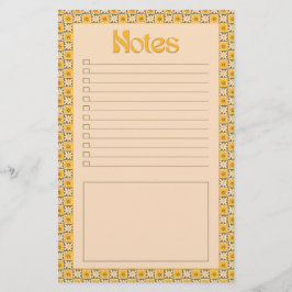 Retro Spring Hand Drawn Groovy Floral Check Notes 便箋