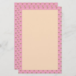 Retro Spring Hand Drawn Pink and Cream Floral  便箋