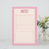 Retro Spring Hand Drawn Pink and White Grid Notes 便箋 (スタンド正面)