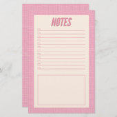 Retro Spring Hand Drawn Pink and White Grid Notes 便箋 (正面/裏面)
