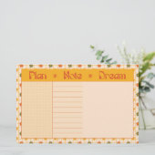 Retro Spring Hand Drawn Plan and Dream Floral Grid 便箋 (スタンド正面)
