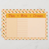 Retro Spring Hand Drawn Plan and Dream Floral Grid 便箋 (正面/裏面)