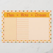 Retro Spring Hand Drawn Plan and Dream Floral Grid 便箋 (正面)