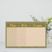Retro Spring Hand Drawn Plan and Dream Green Grid 便箋 (スタンド正面)