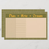 Retro Spring Hand Drawn Plan and Dream Green Grid 便箋 (正面/裏面)