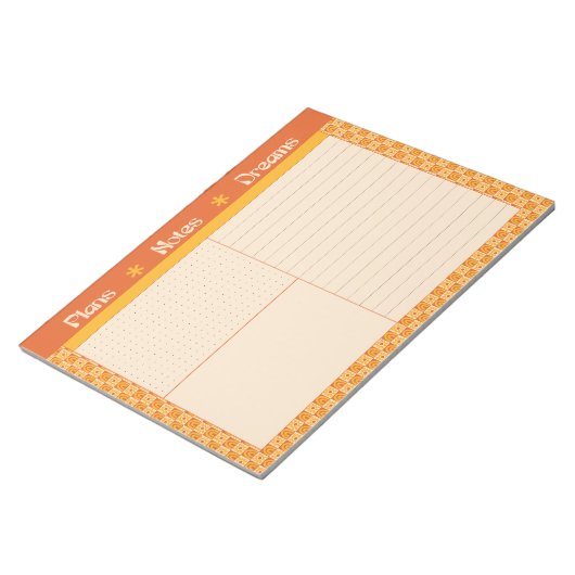 Retro Spring Hand Drawn Sunshine Plan and Dream ノートパッド (アングル)