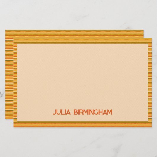 Retro Spring Hand Drawn Sunshine Striped  便箋 (正面/裏面)