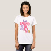 Retro Spring Is In The Air Easter Bunny And Eggs Tシャツ (正面フル)