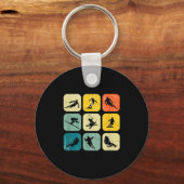 Retro Square Wintersports Ski Nordic Combination A キーホルダー (正面)