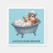 Retro Squirrel Baby Shower スタンダードカクテルナプキン (正面)