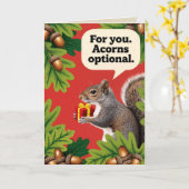 Retro Squirrel with gift parcel greeting カード (黄色い花)