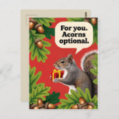 Retro Squirrel with gift parcel greeting ポストカード (正面/裏面)