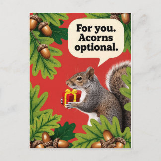 Retro Squirrel with gift parcel greeting ポストカード